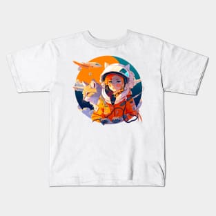 Cosmic girl and cat Kids T-Shirt